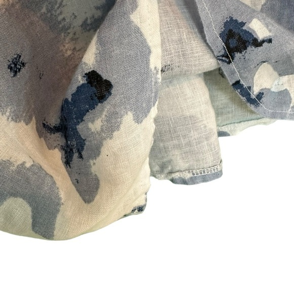 WoolOvers Womens Linen Tunic Dress Blue White Lagenlook Print Pockets Size 10 - Picture 11 of 12